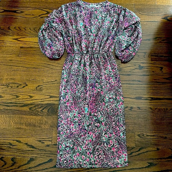 Zara Peacock Feather Puff Sleeve Dress - Picture 6 of 8